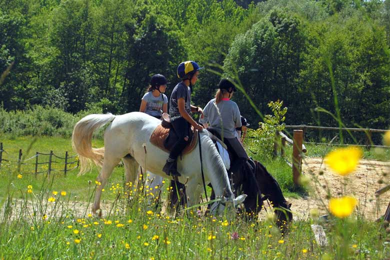 Photo d'enfant en train de faire de l'équitation